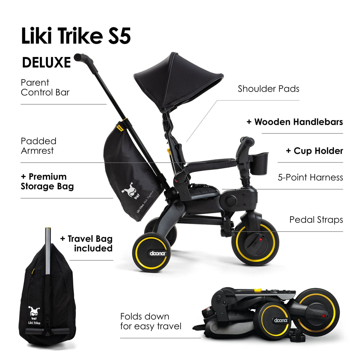 Doona Liki Trike S5 Midnight Limited Edition Foldable Toddler Trike