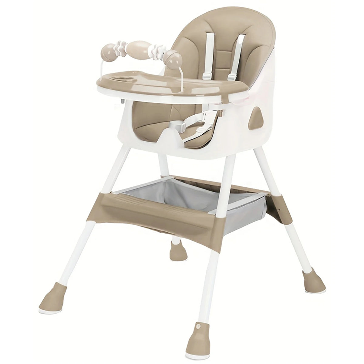 Foldable Baby High Chair with Anti-Slip Base, Toy Rack, and Removable Tray – Ages 6 Months+