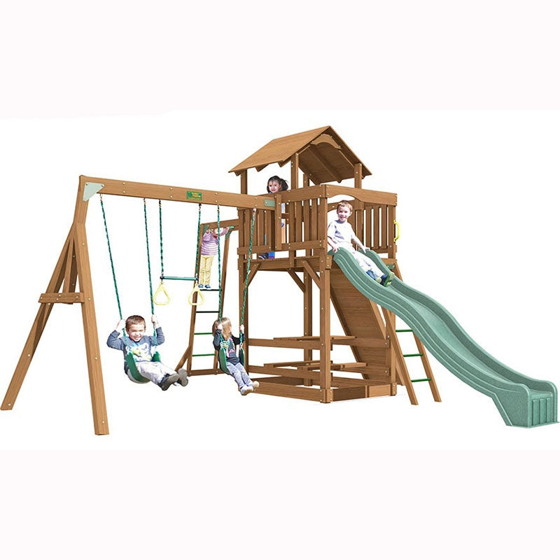 Playtime Spring Hill Wooden Climbing Frame with Monkey Ladder