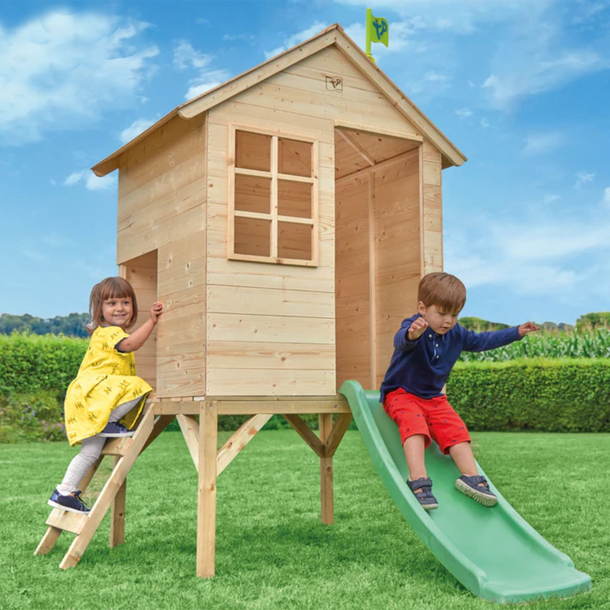 TP Sunnyside Wooden Tower Playhouse with Slide