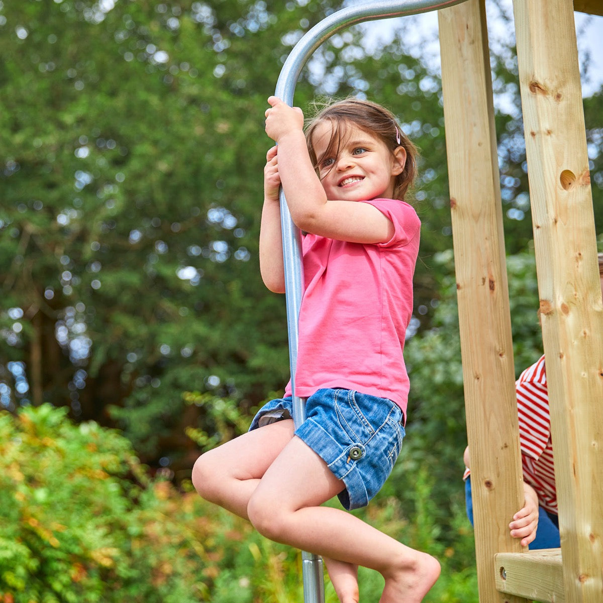 tp Castlewood Warwick Wooden Climbing Frame with Crazywavy Slide