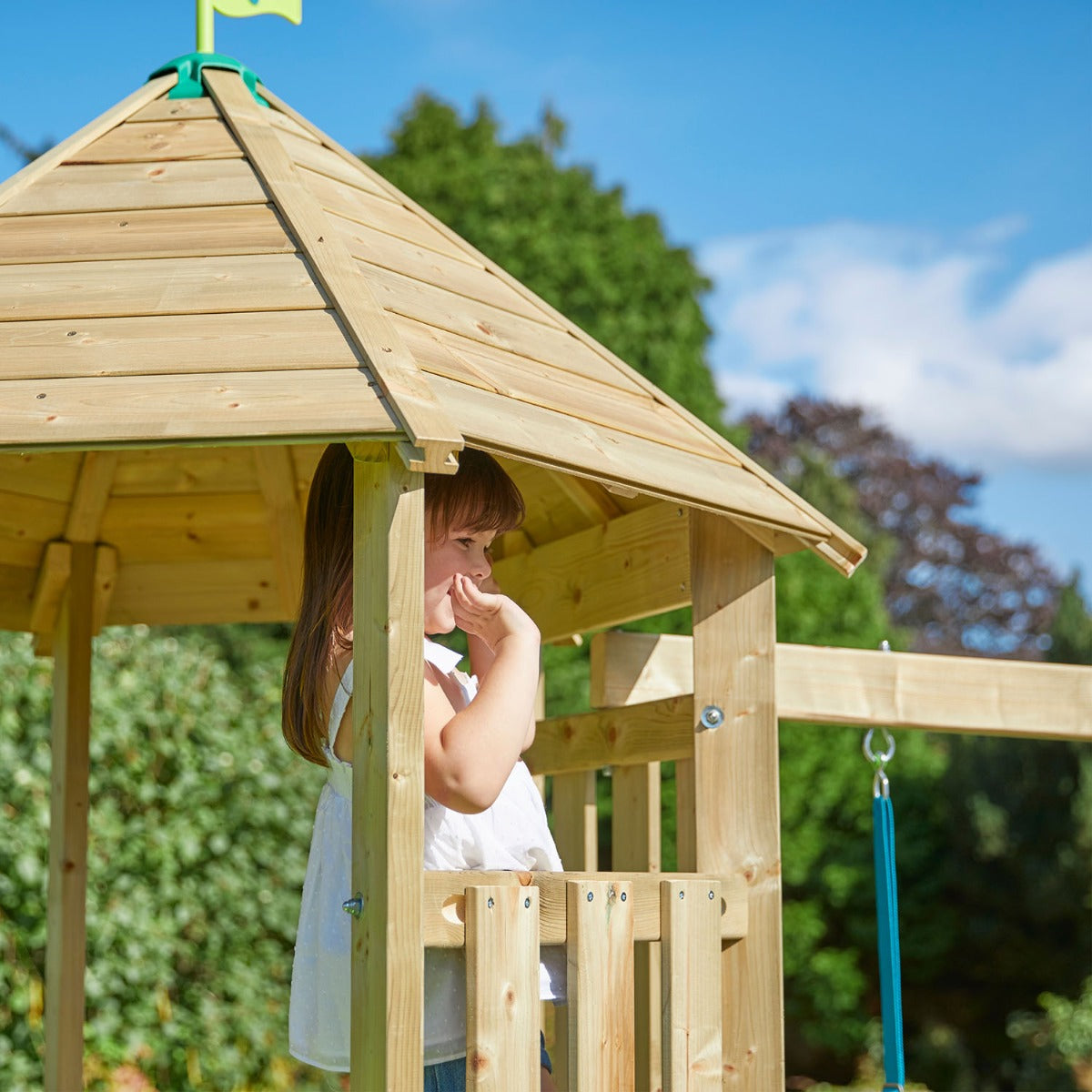 tp Castlewood Ludlow Wooden Climbing Frame with Single Swing Arm and Slide