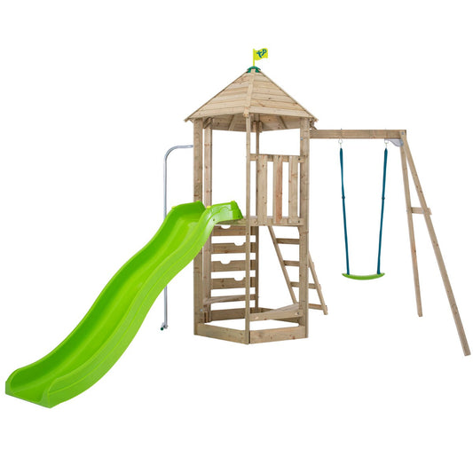 TP Castlewood Sherborne Wooden Climbing Frame with Single Swing Arm & Slide