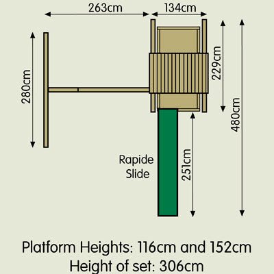 tp Kingswood Wooden Climbing Frame with Swings and 3m Slide