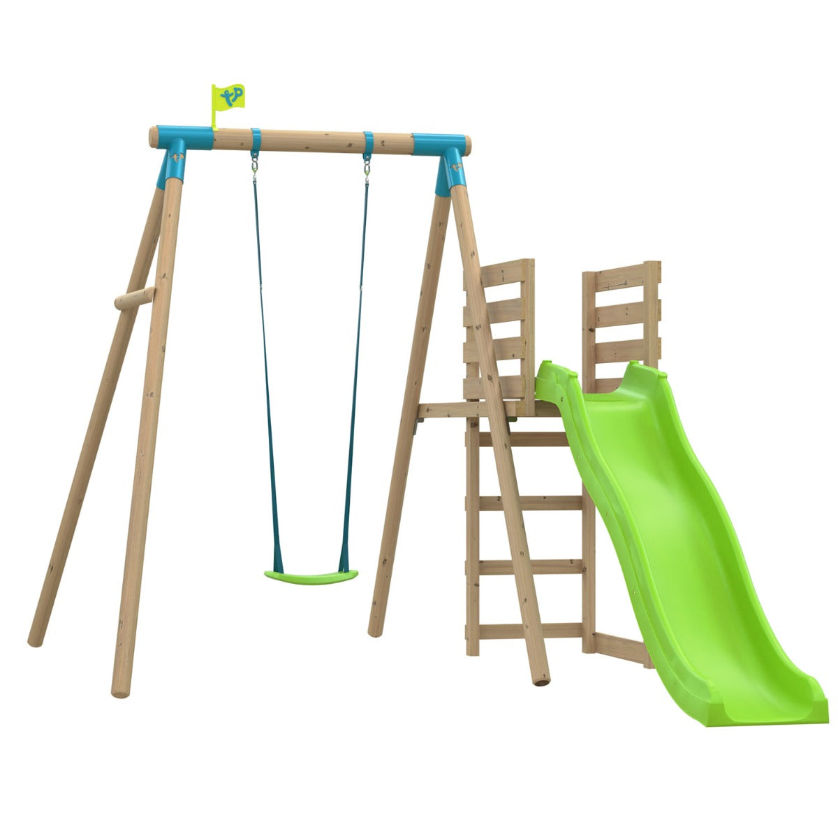 TP Merlin Wooden Compact Swing and 8ft Slide Set