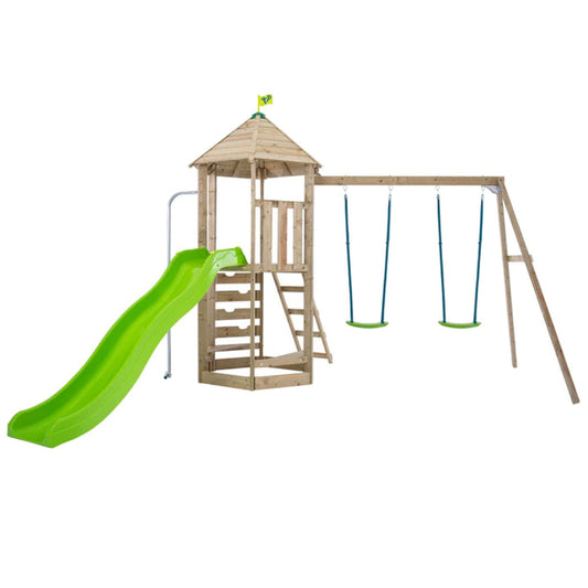 tp Castlewood Beeston Wooden Climbing Frame with Swing Set and Slide